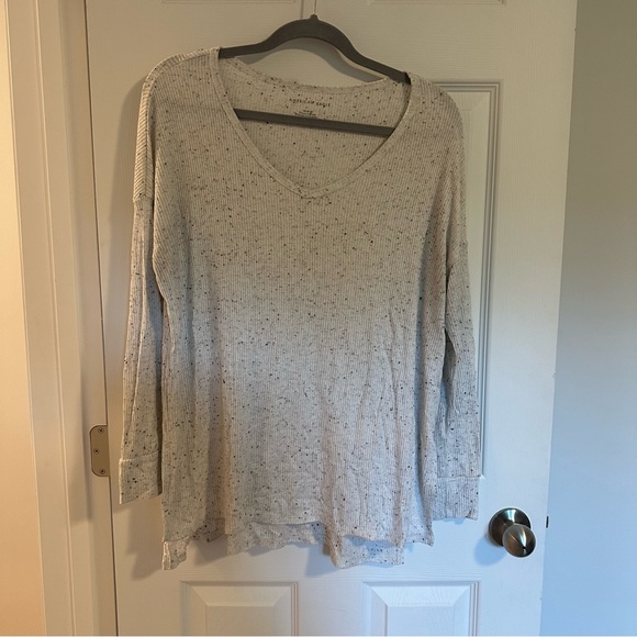 American Eagle Speckled White Long Sleeve Shirt Medium - Picture 1 of 3
